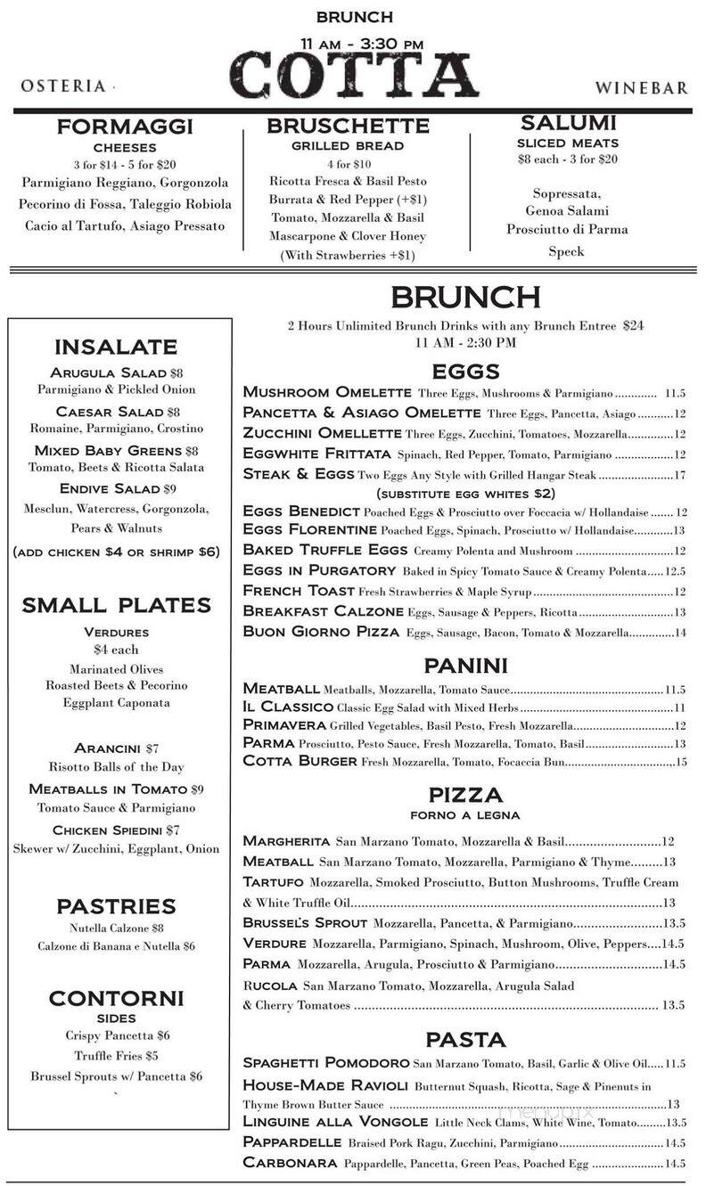 Osteria Cotta - New York, NY menu_pic
