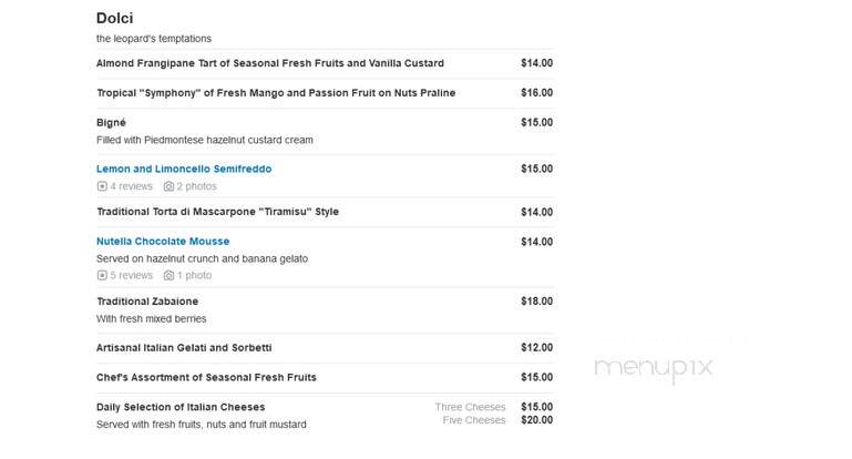 The Leopard at Des Artistes - New York, NY menu_pic