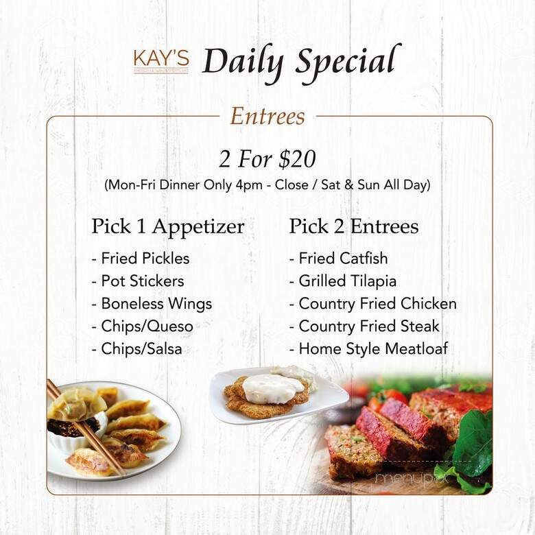 Kay's Restaurant and Bar - Dallas, TX menu_pic
