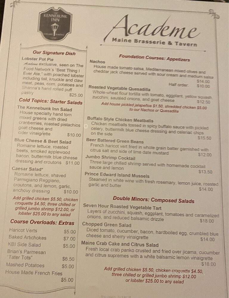 Academe - Kennebunk, ME menu_pic