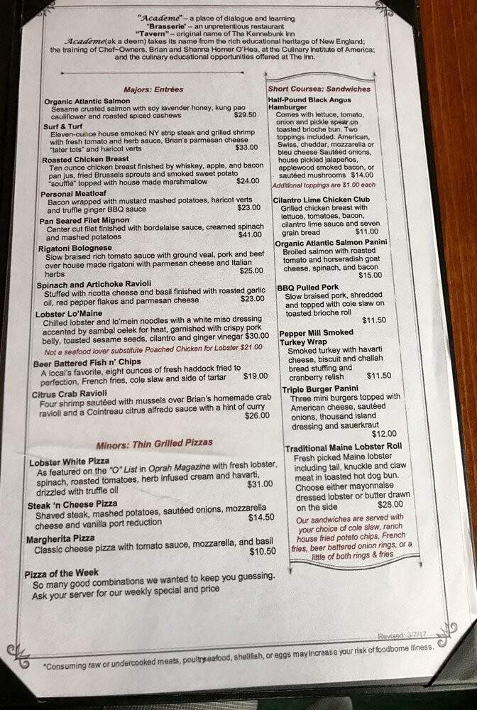 Academe - Kennebunk, ME menu_pic
