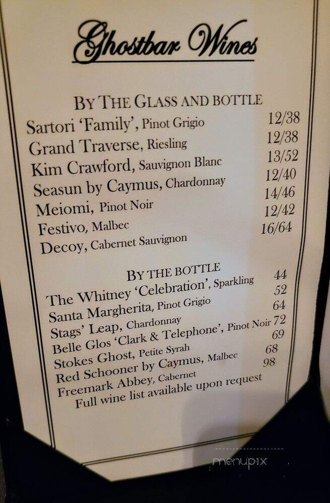 The Ghost Bar - Detroit, MI menu_pic