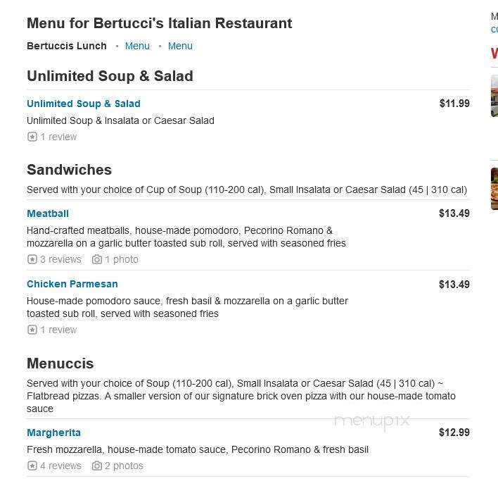 Bertucci's - Mansfield, MA menu_pic