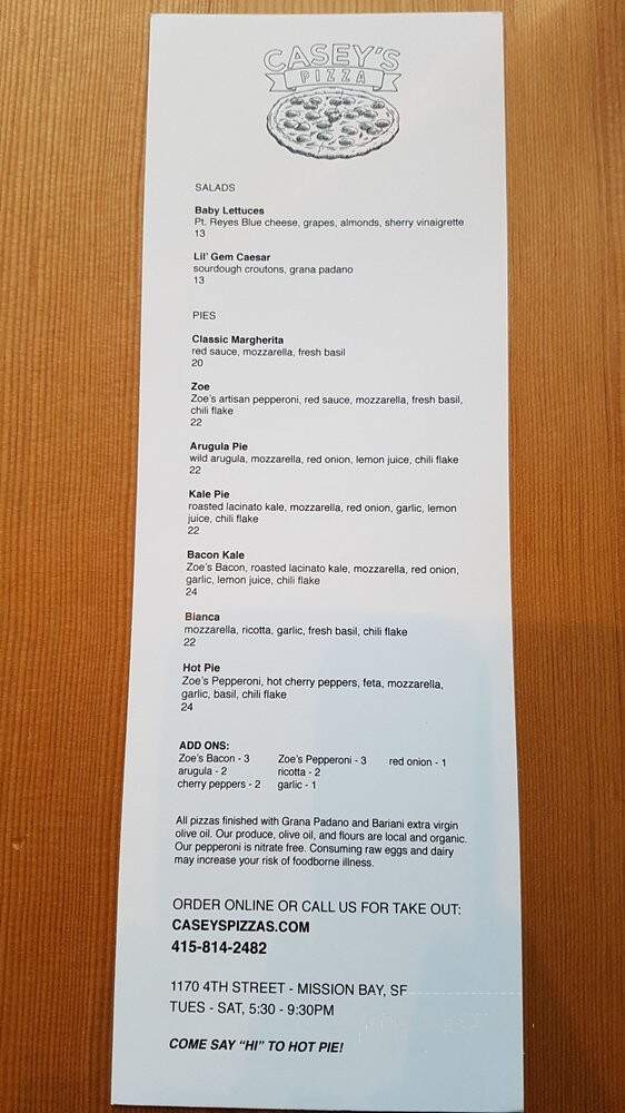 Caseys Carry Out Pizza - Pana, IL menu_pic