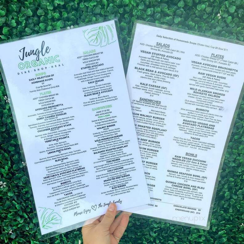 Jungle Organic Restaurant and Market - Indialantic, FL menu_pic