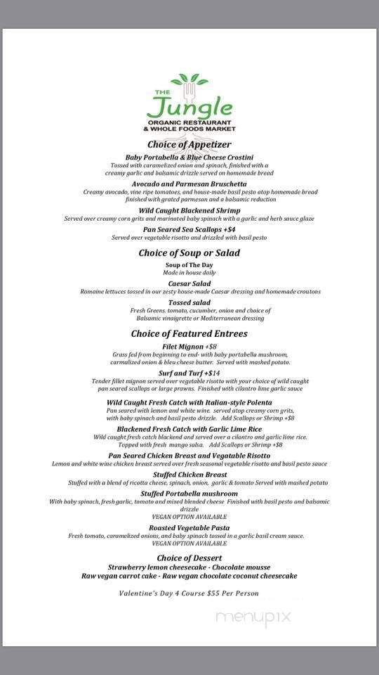 Jungle Organic Restaurant and Market - Indialantic, FL menu_pic