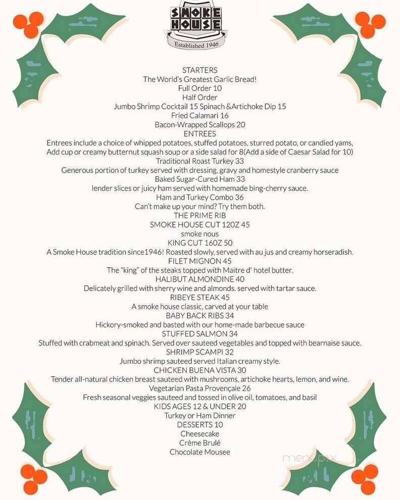 The Smoke House - Burbank, CA menu_pic