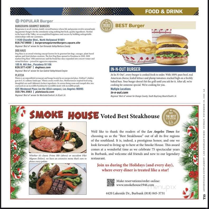 The Smoke House - Burbank, CA menu_pic