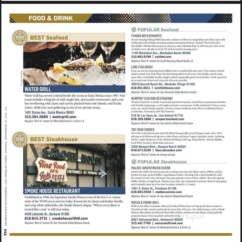 The Smoke House - Burbank, CA menu_pic