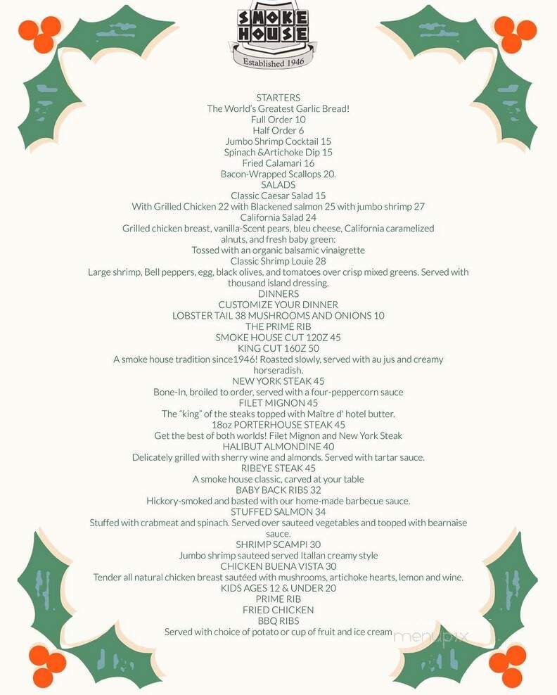 The Smoke House - Burbank, CA menu_pic