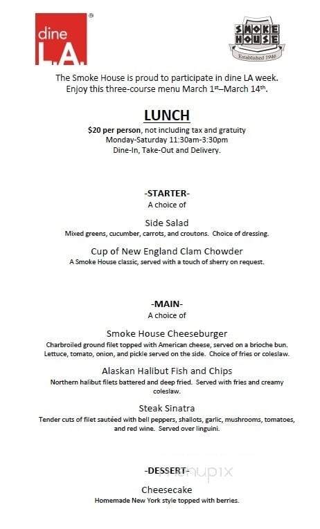 The Smoke House - Burbank, CA menu_pic