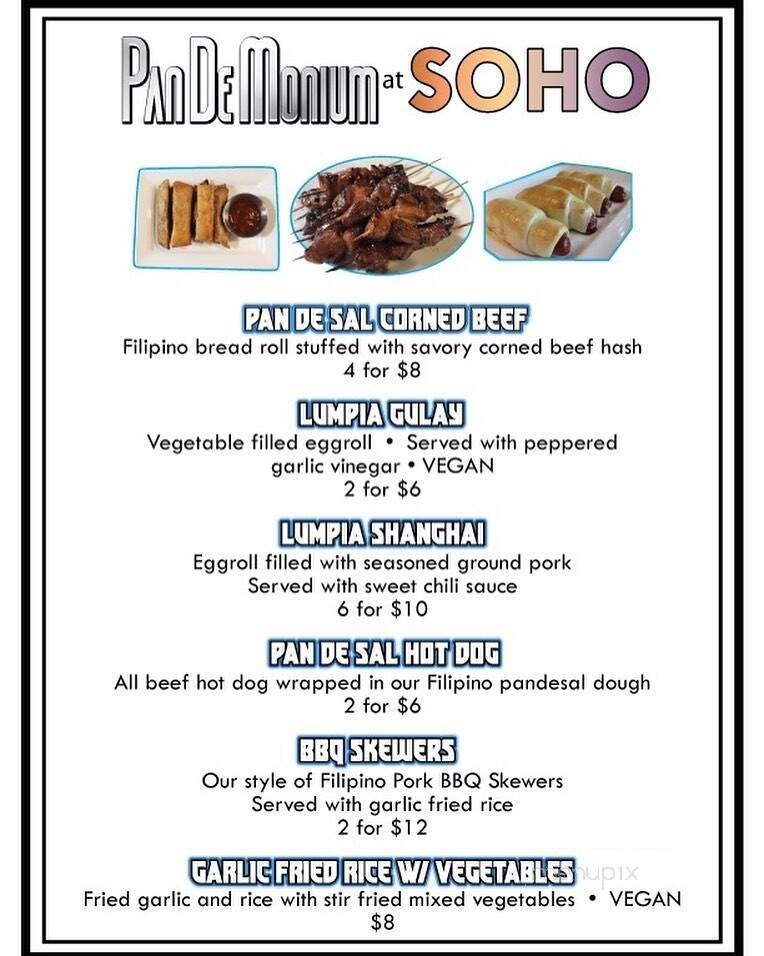 Soho - Ferndale, MI menu_pic