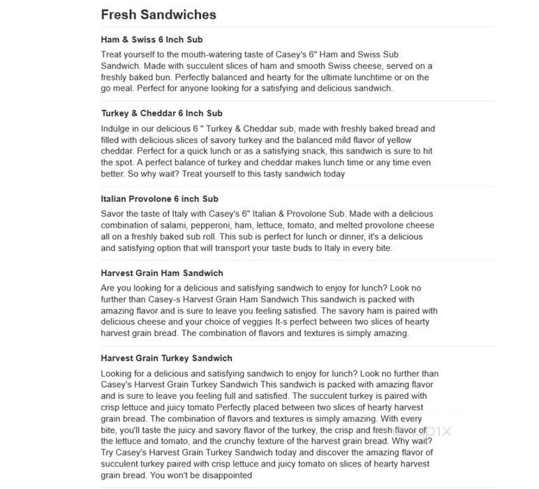Casey's General Store - Virden, IL menu_pic