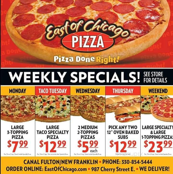 East of Chicago - Canal Fulton, OH menu_pic