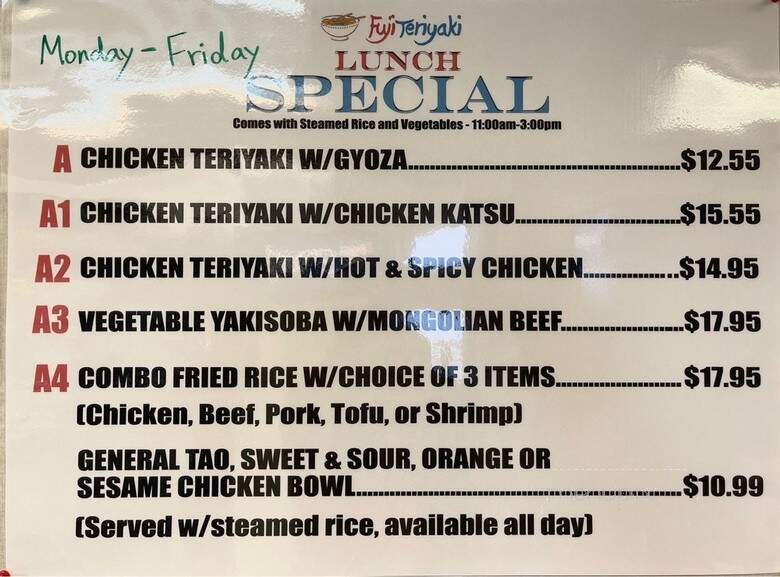 Fuji Teriyaki - Centralia, WA menu_pic