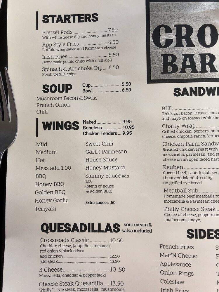 Crossroads - Lansing, NY menu_pic