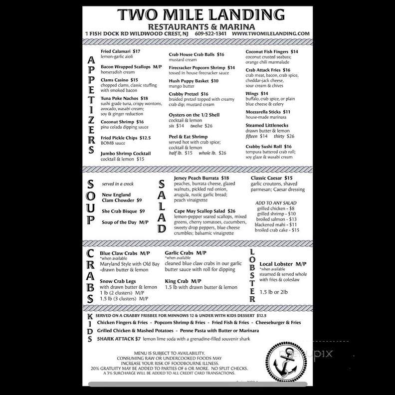 Two Mile Inn - Wildwood, NJ menu_pic