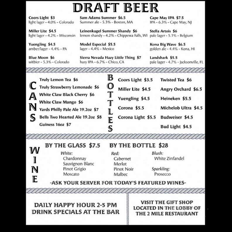 Two Mile Inn - Wildwood, NJ menu_pic