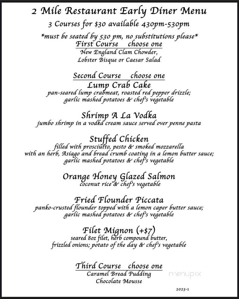 Two Mile Inn - Wildwood, NJ menu_pic