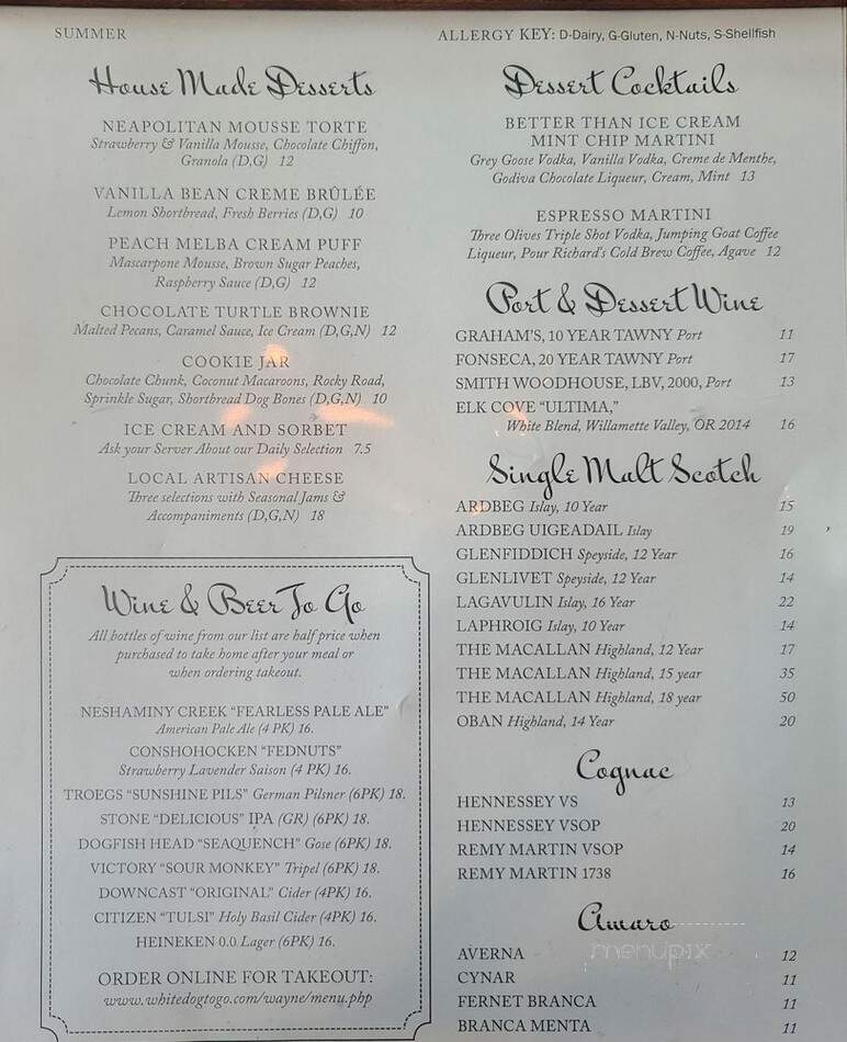White Dog Cafe - Wayne, PA menu_pic