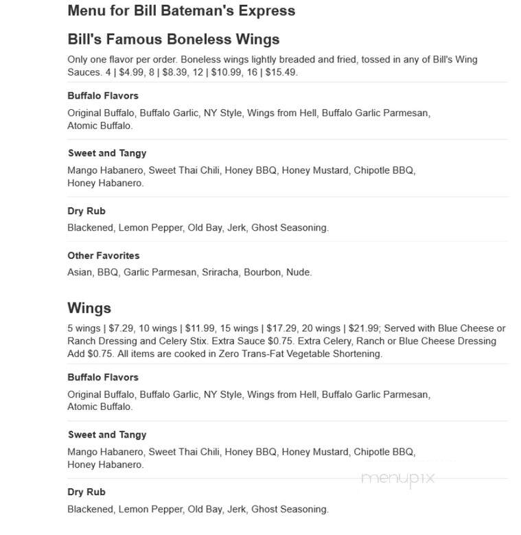 Bill Bateman's Bistro - New Freedom, PA menu_pic
