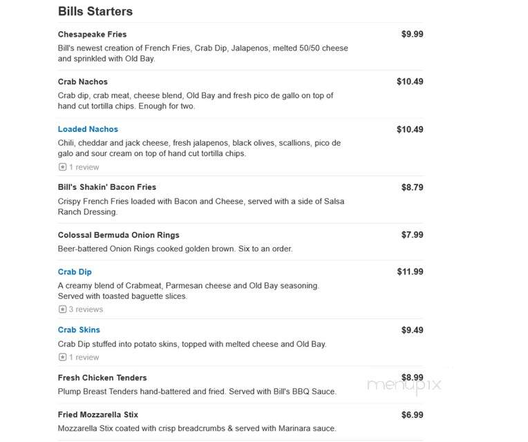 Bill Bateman's Bistro - New Freedom, PA menu_pic