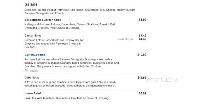 Bill Bateman's Bistro - New Freedom, PA menu_pic