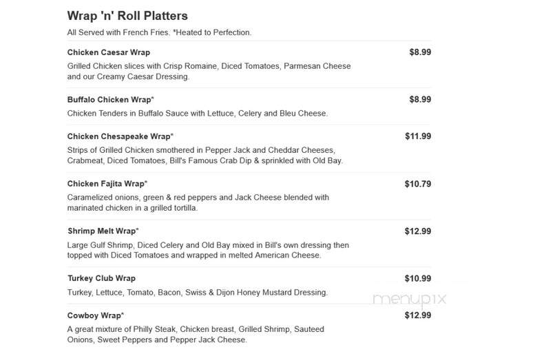 Bill Bateman's Bistro - New Freedom, PA menu_pic