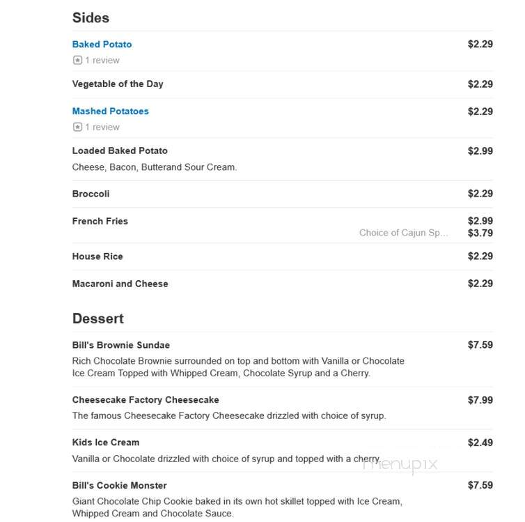 Bill Bateman's Bistro - New Freedom, PA menu_pic
