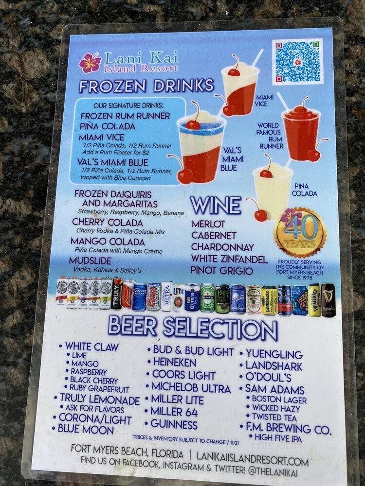 Lani Kai Island Resort - Fort Myers Beach, FL menu_pic