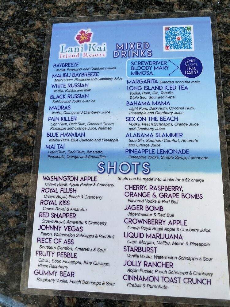 Lani Kai Island Resort - Fort Myers Beach, FL menu_pic