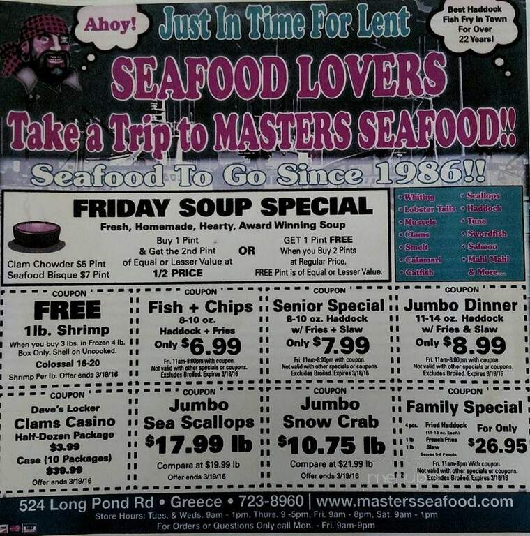 Masters Seafood - Rochester, NY