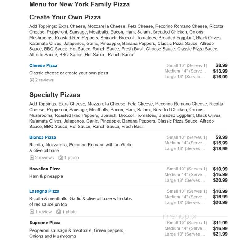 New York Family Pizza - Groton, CT menu_pic