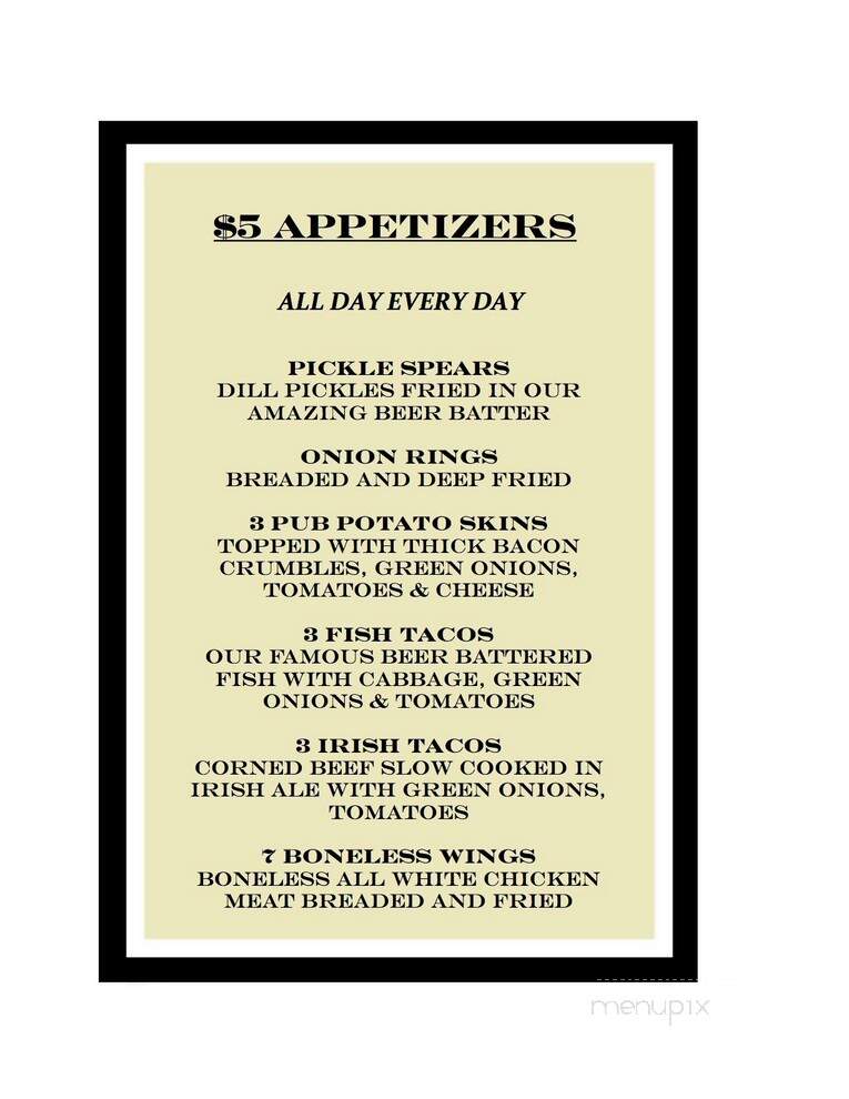 Celtic Crossings Pub - Prescott, AZ menu_pic