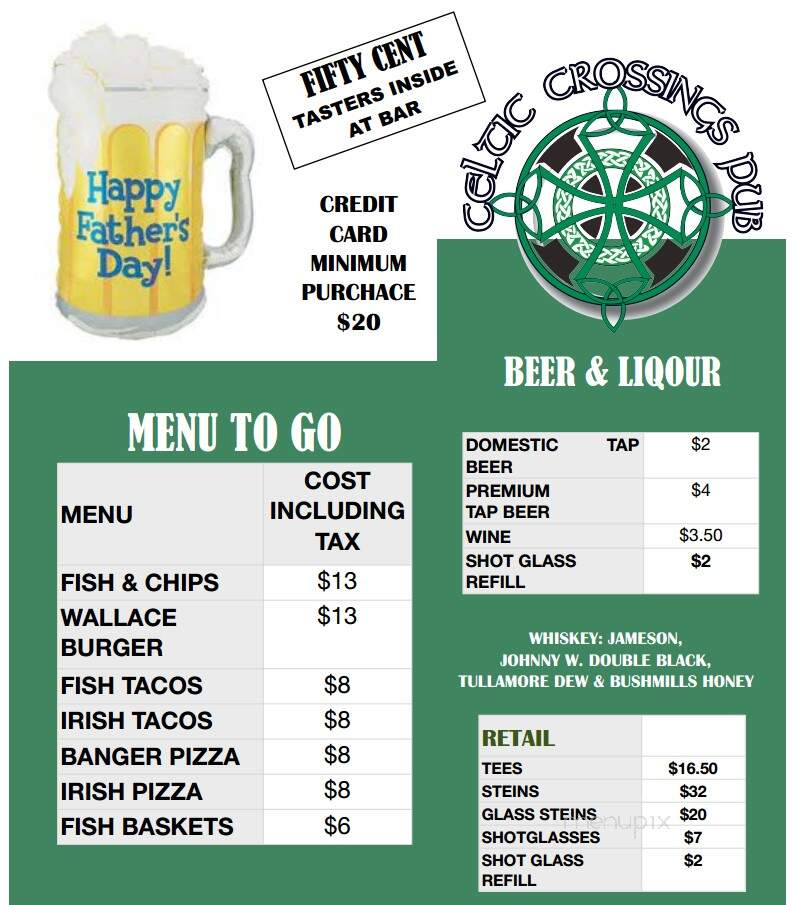 Celtic Crossings Pub - Prescott, AZ menu_pic