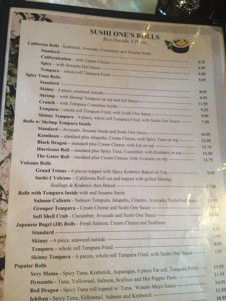 Sushi One - Naples, FL menu_pic