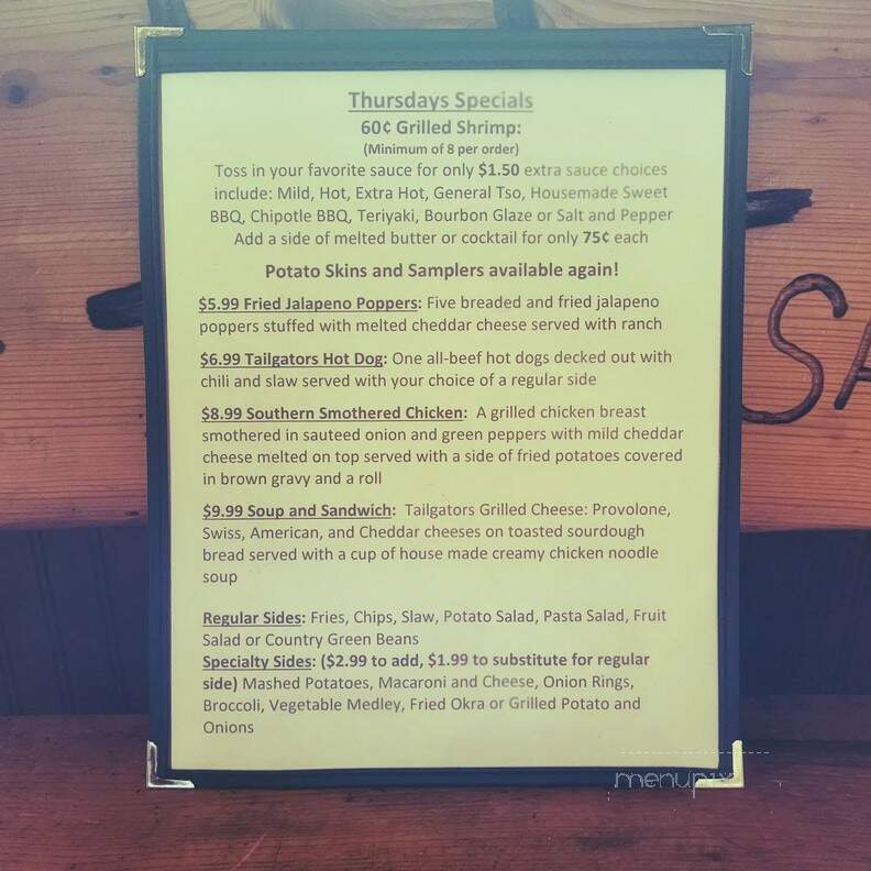 Tailgators Sports Grill - Locust, NC menu_pic