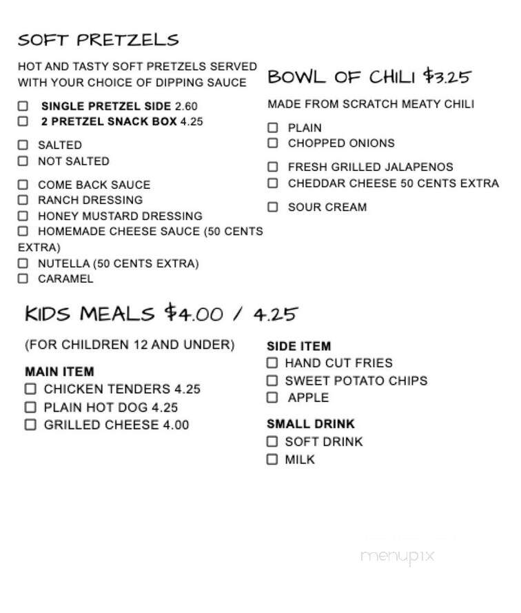 Come Back Shack - Boone, NC menu_pic