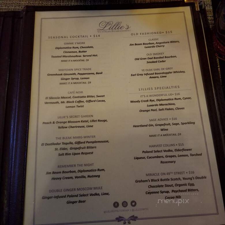 Lillie's Times Square - New York, NY menu_pic