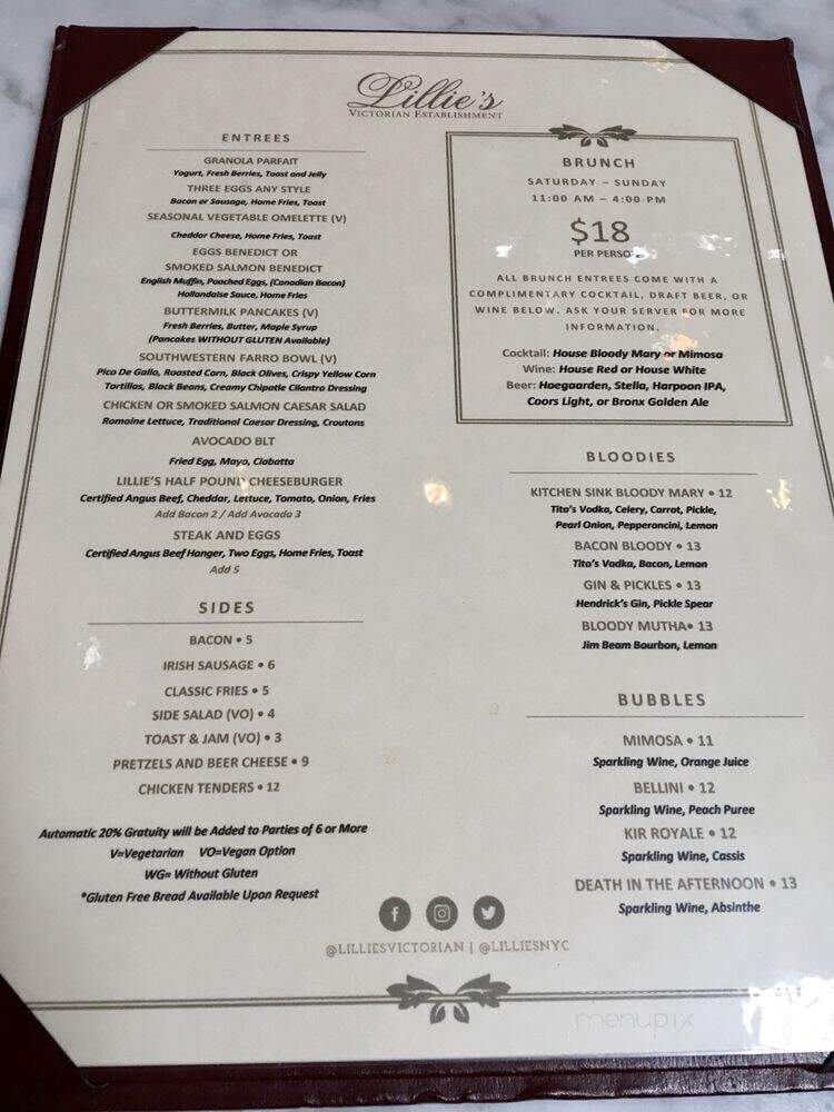 Lillie's Times Square - New York, NY menu_pic