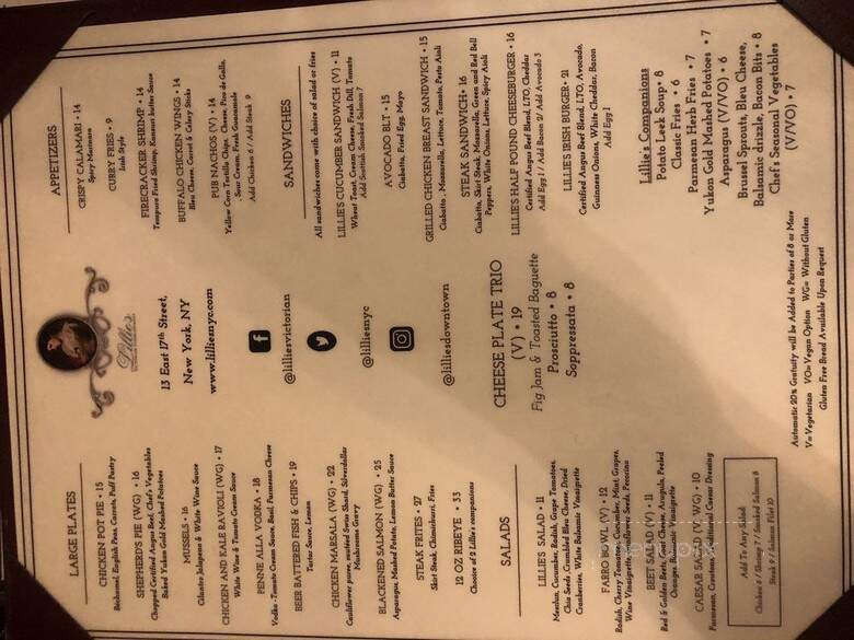 Lillie's Times Square - New York, NY menu_pic
