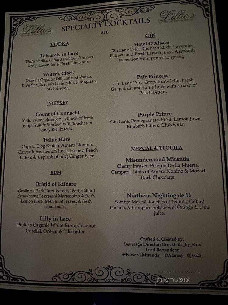 Lillie's Times Square - New York, NY menu_pic