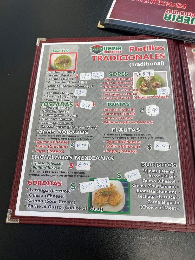 Taqueria Hernandez - McKinney, TX menu_pic
