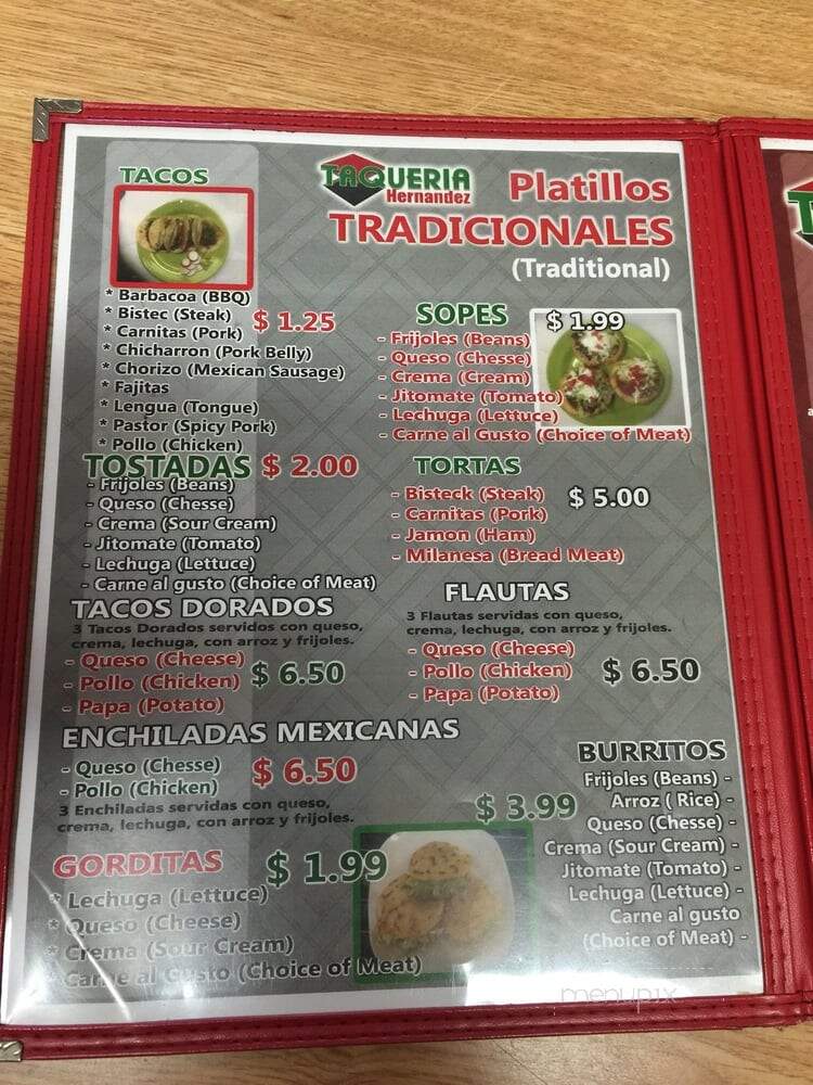 Taqueria Hernandez - McKinney, TX menu_pic