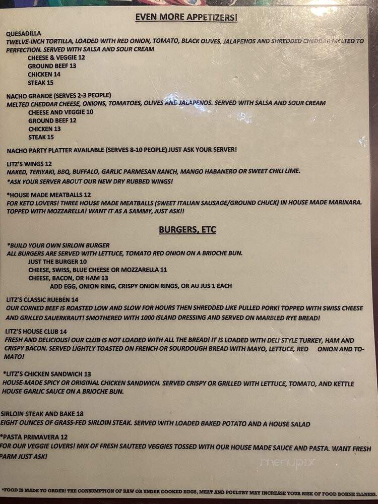 Litz's Bar and Grill - Spokane, WA menu_pic
