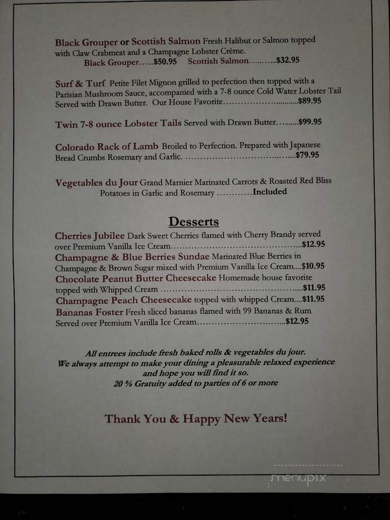 The Library Restaurant - Myrtle Beach, SC menu_pic
