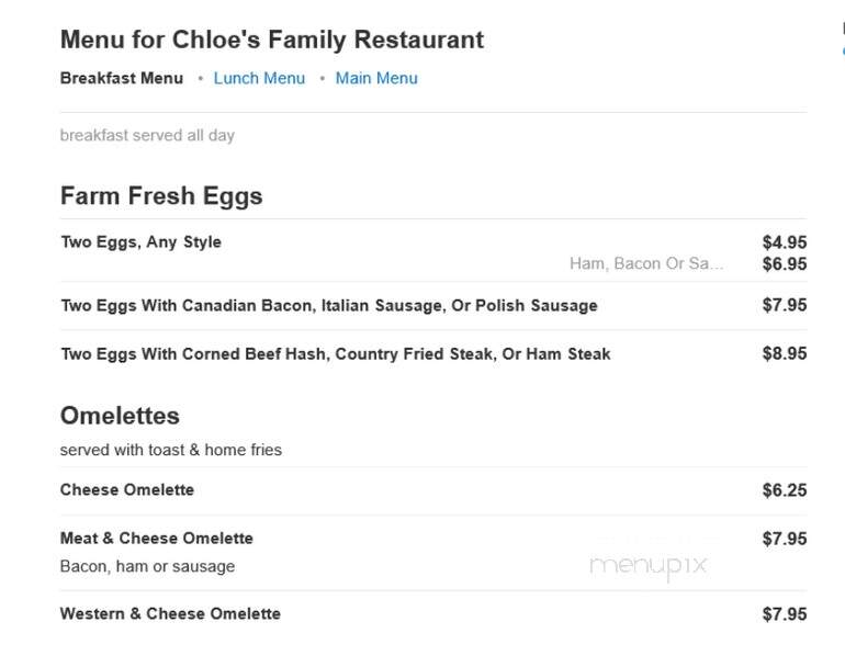 Chloe's Family Restaurant - Tarpon Springs, FL menu_pic