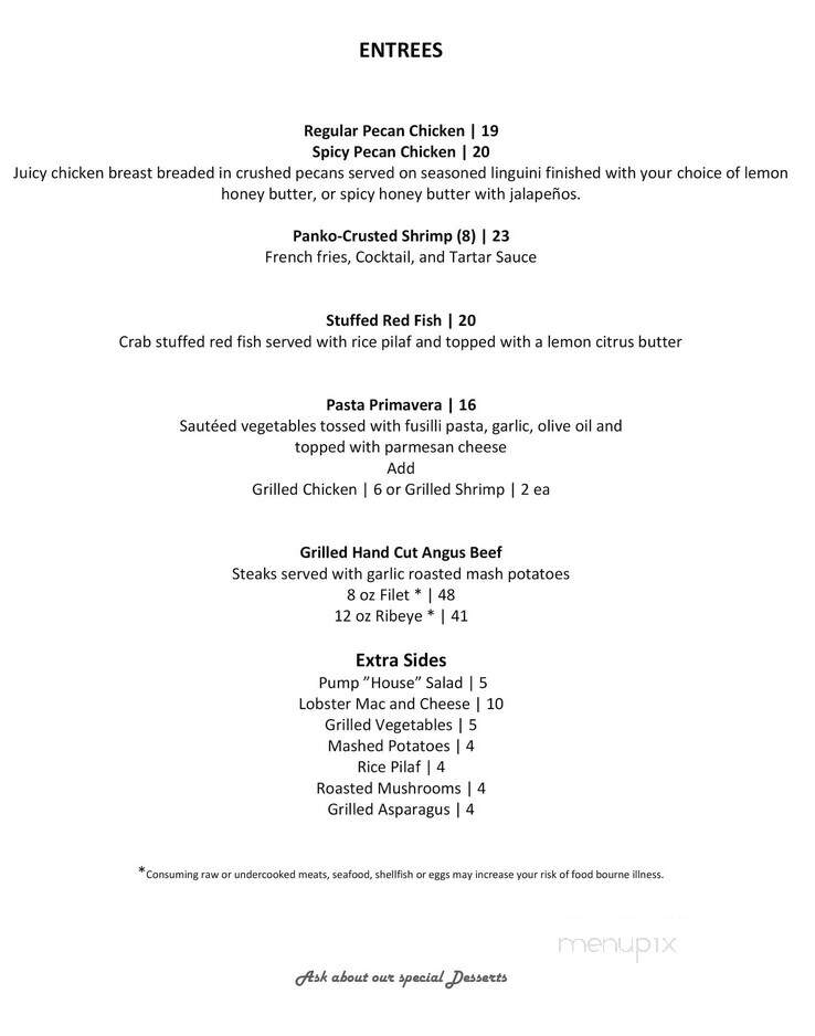 Victoria Pumphouse Restaurant - Victoria, TX menu_pic