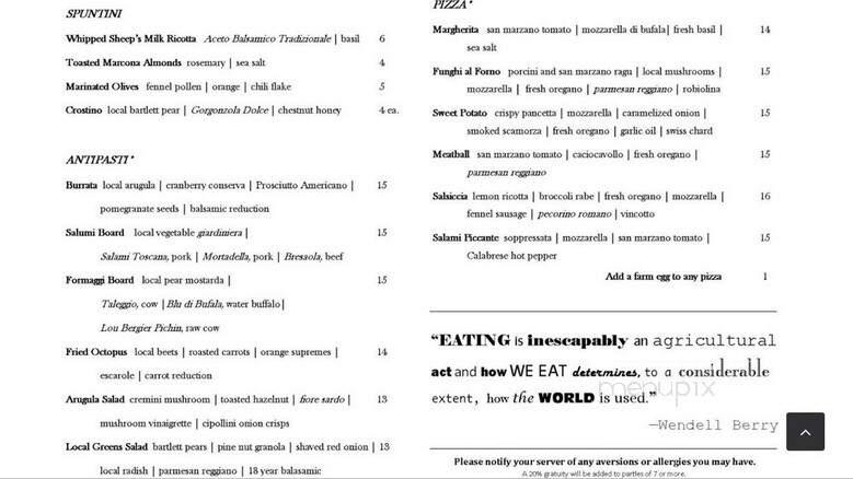 Molinari's - Bethlehem, PA menu_pic