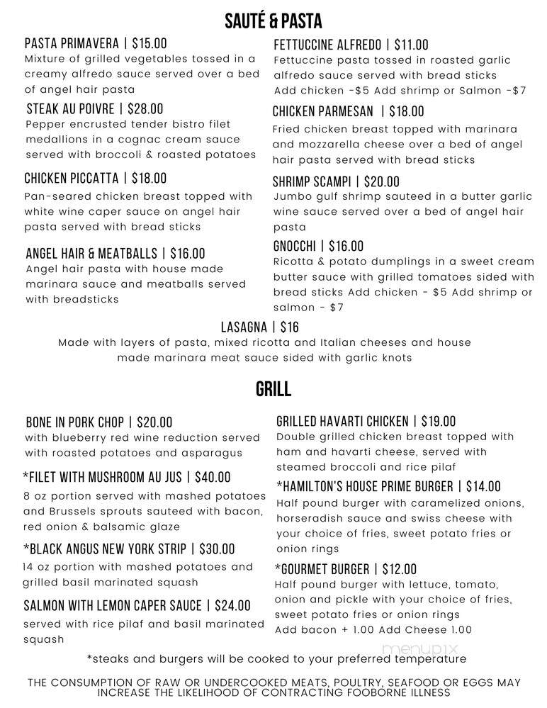 Hamilton's Food Spirits - Dalton, GA menu_pic